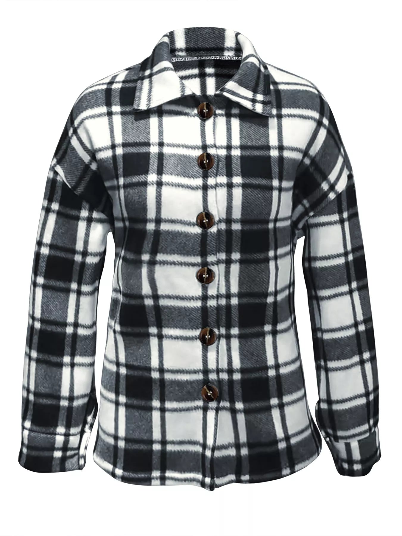 Plaid Button-Up Jacket - Tigbul's Variety Fashion Shop