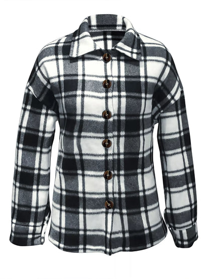 Plaid Button-Up Jacket - Tigbul's Variety Fashion Shop