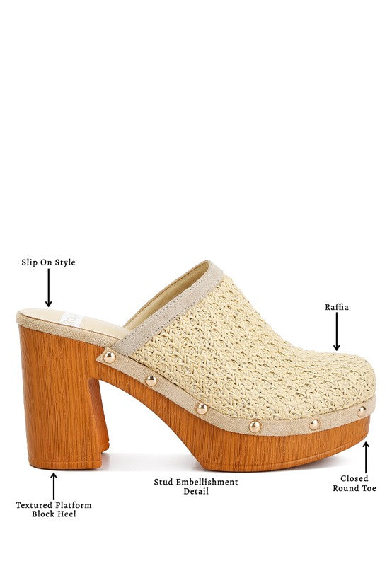 Jeydena Raffia Platform Clogs - Tigbuls Variety Fashion