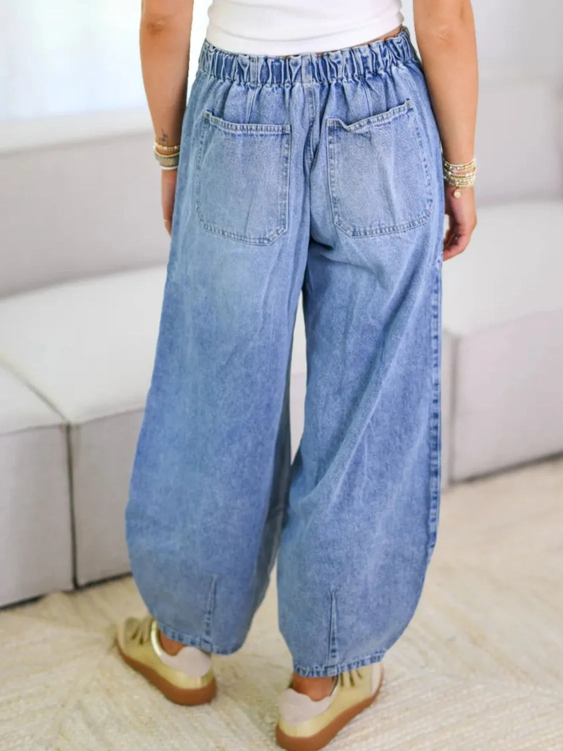 Tied Wide Leg Jeans - Tigbul's Variety Fashion Shop