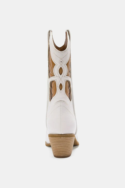 White Butterfly Cut Detail Point Toe Boots - Tigbul's Variety Fashion Shop