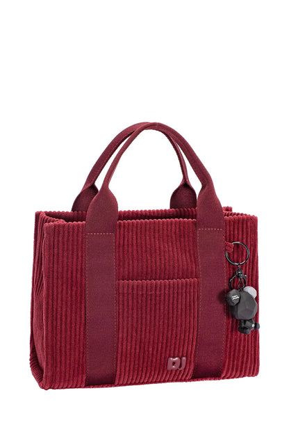 David Jones Corduroy Handbag Bag with Charm Details - Tigbul's Variety Fashion Shop
