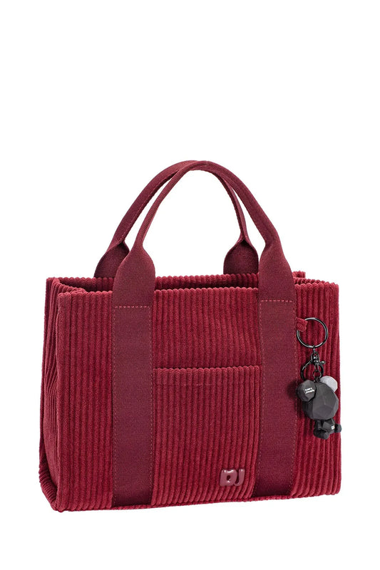 David Jones Corduroy Handbag Bag with Charm Details - Tigbul's Variety Fashion Shop