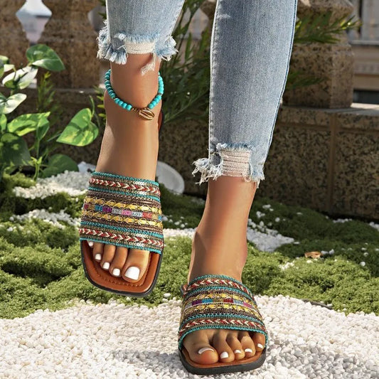 Open Toe Flat Sandals - Tigbul's Variety Fashion Shop