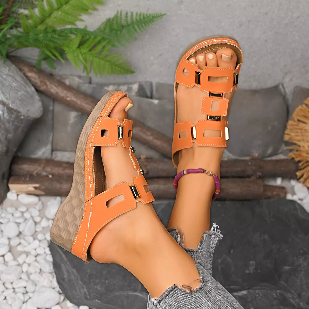 Women's Open Toe Wedge Sandals - Tigbul's Variety Fashion Shop