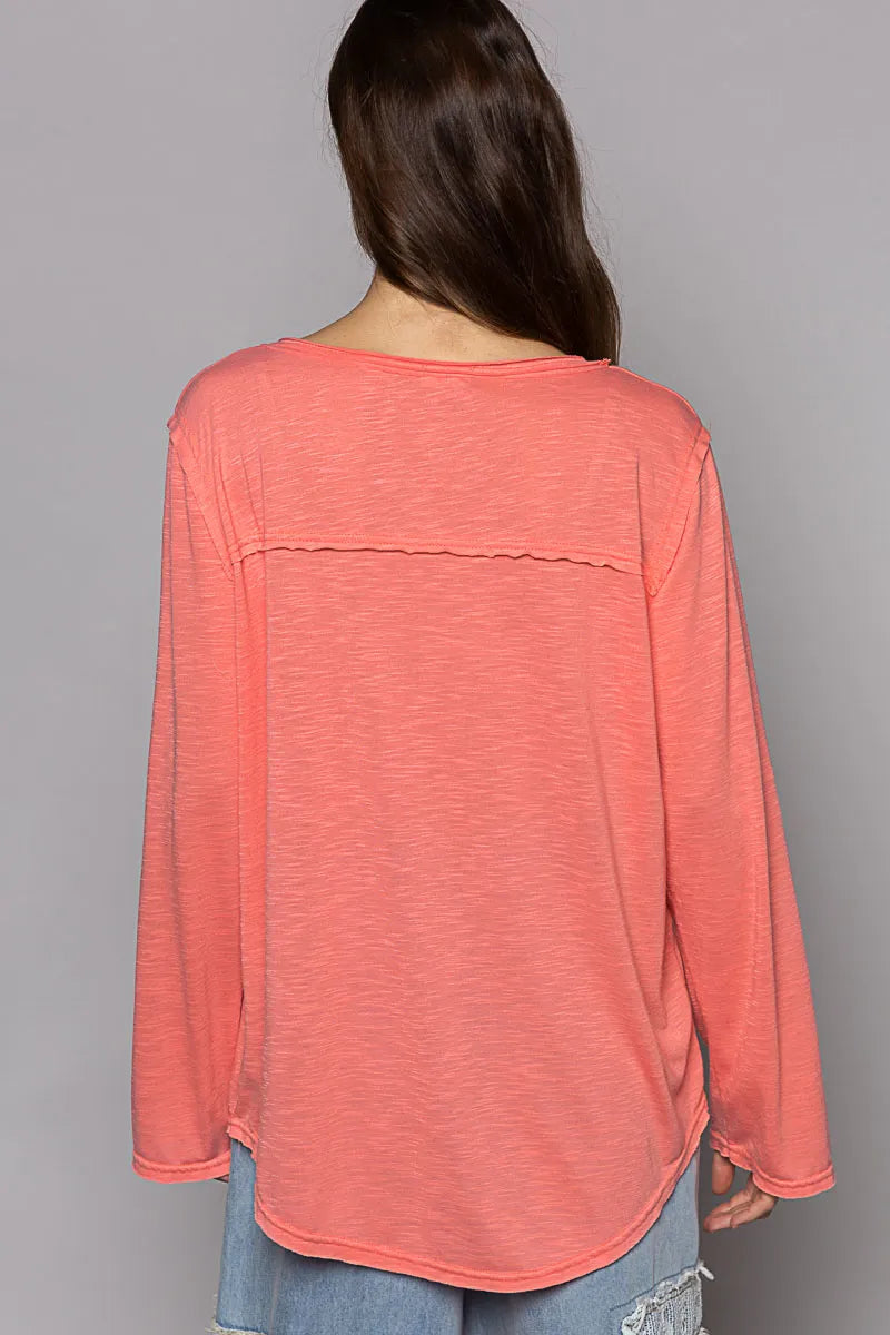POL Chest Pocket Long Sleeve T-Shirt - Tigbul's Variety Fashion Shop