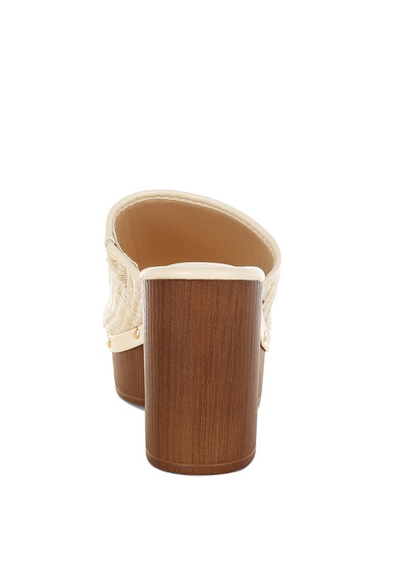 Marengo Raffia Wooden Clogs - Tigbul's Variety Fashion Shop