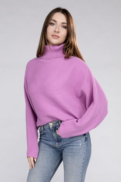 Viscose Dolman Sleeve Turtleneck Sweater - Tigbul's Variety Fashion Shop
