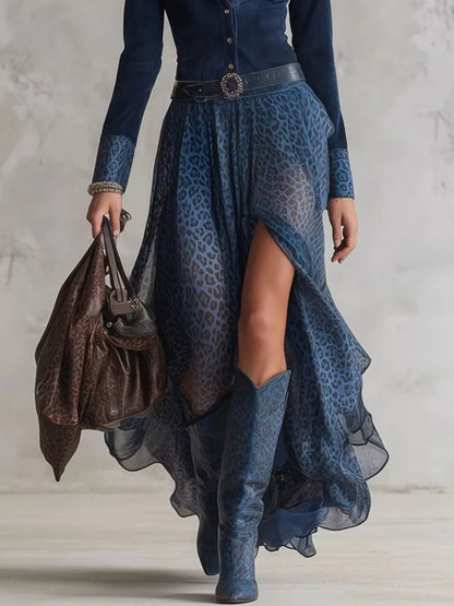 Leopard Button Front Slit Maxi Dress - Tigbul's Variety Fashion Shop