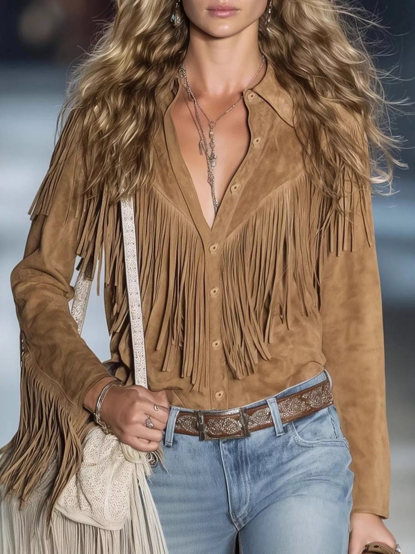 Western Style Fringe Jacket - Tigbul's Variety Fashion Shop