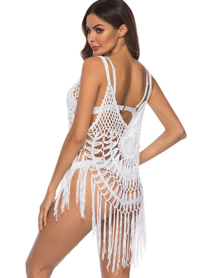Crochet Fringe Beach Cover Up - Tigbul's Variety Fashion Shop