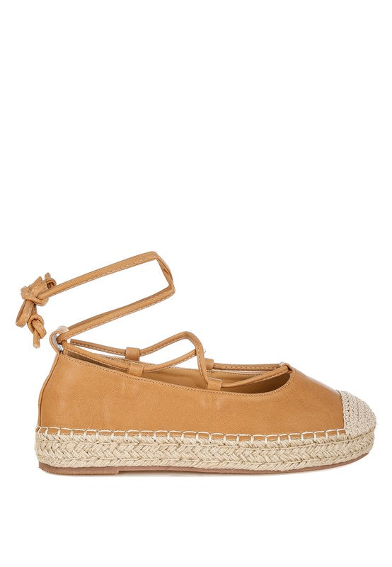 Alaya Woven Toe Lace-Up Espadrilles - Tigbul's Variety Fashion Shop
