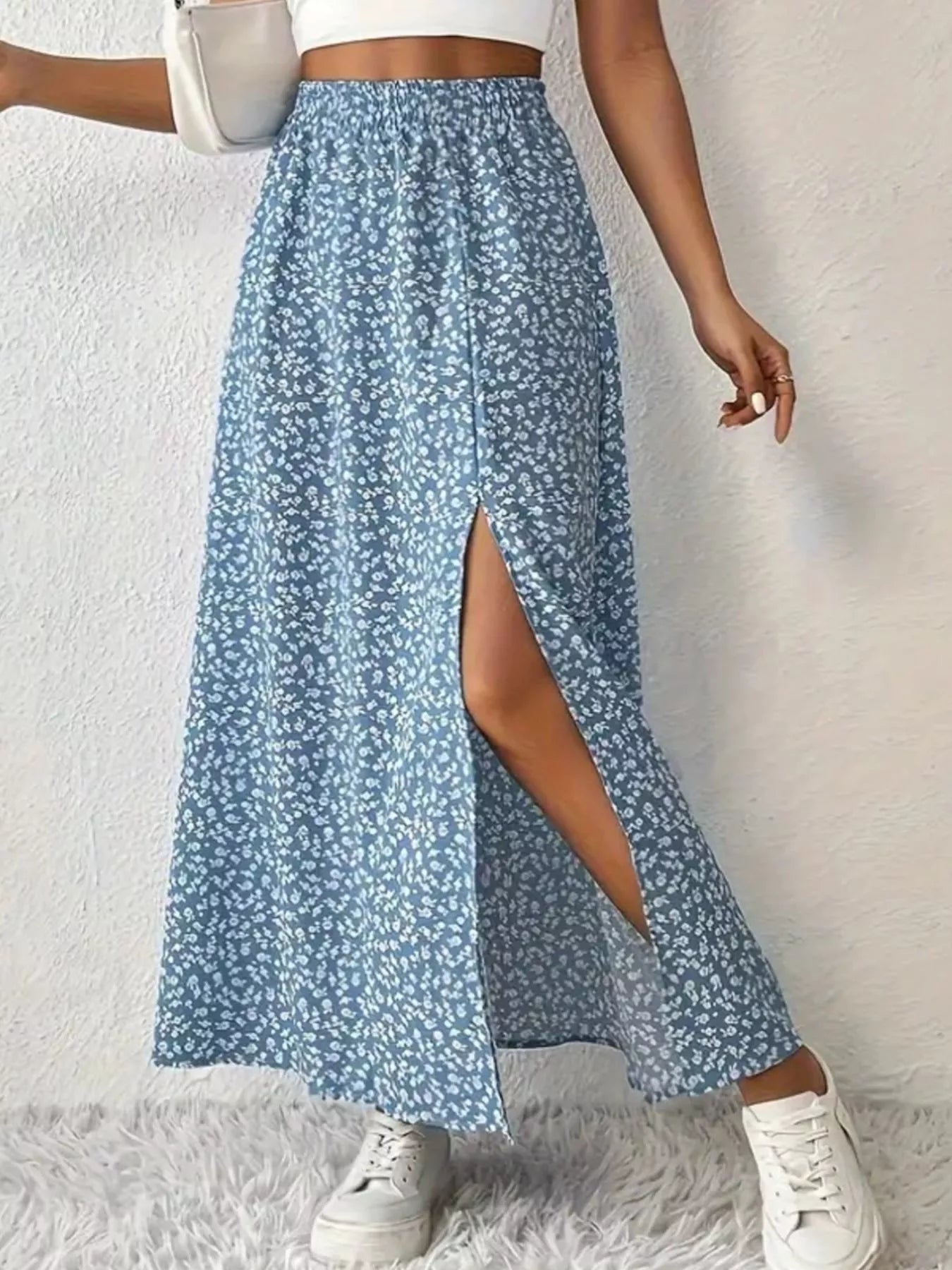 Slit Printed Skirt - Tigbul's Variety Fashion Shop