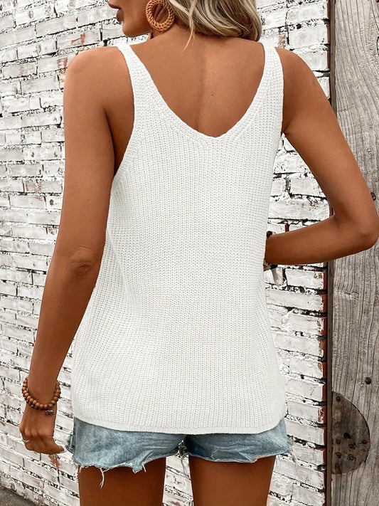 Basic Style V-Neck Knit Cami - Tigbul's Variety Fashion Shop