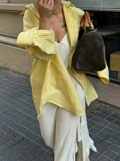 Striped Button-Down Shirt - Tigbul's Variety Fashion Shop