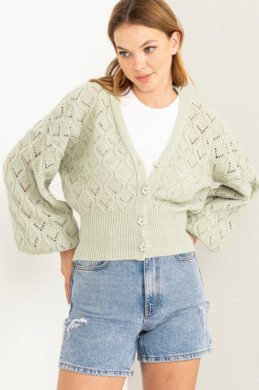 Pointelle Sweater Cardigan - Tigbuls Variety Fashion