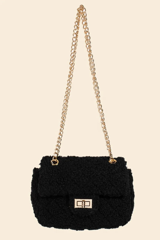 Fame Faux Fur Rectangle Crossbody Bag - Tigbul's Variety Fashion Shop