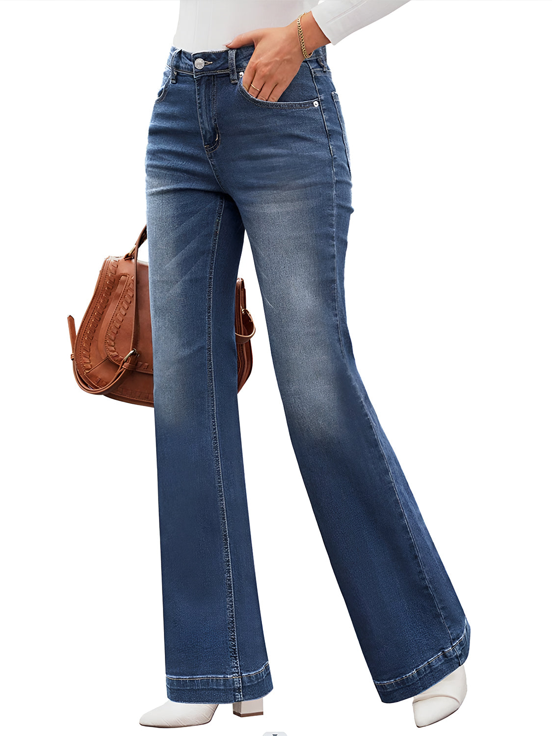 High Waist Bootcut Jeans with Pockets - Tigbul's Variety Fashion Shop