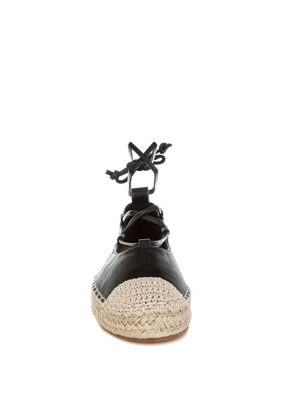Alaya Woven Toe Lace-Up Espadrilles - Tigbul's Variety Fashion Shop