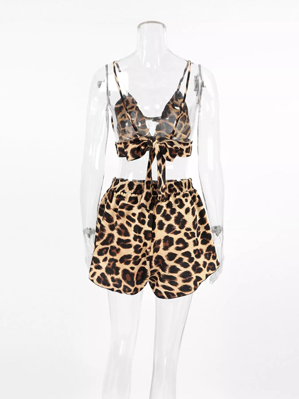 Leopard Cami & Cardigan and Shorts Three-Piece Lounge Set | Tigbuls