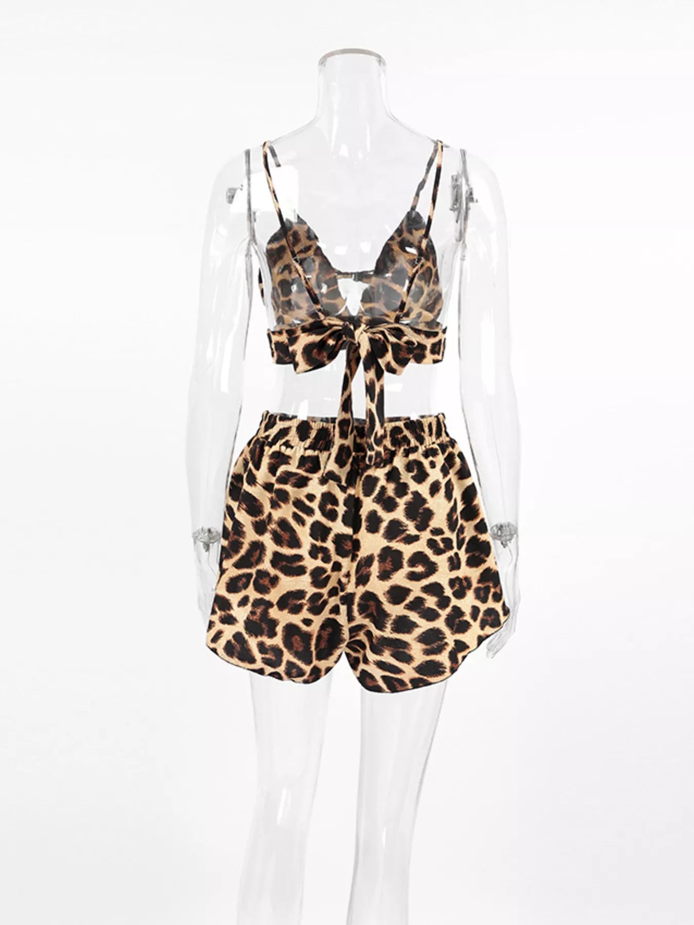 Leopard Cami & Cardigan and Shorts Three-Piece Lounge Set | Tigbuls