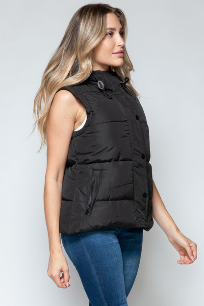 Snobbish Snap and Zip Closure Hooded Vest - Tigbul's Variety Fashion Shop