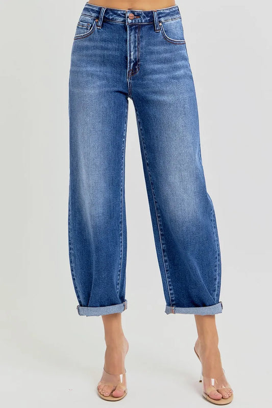 RISEN Full Size High Rise Crop Mild Barrel Jeans - Tigbul's Variety Fashion Shop