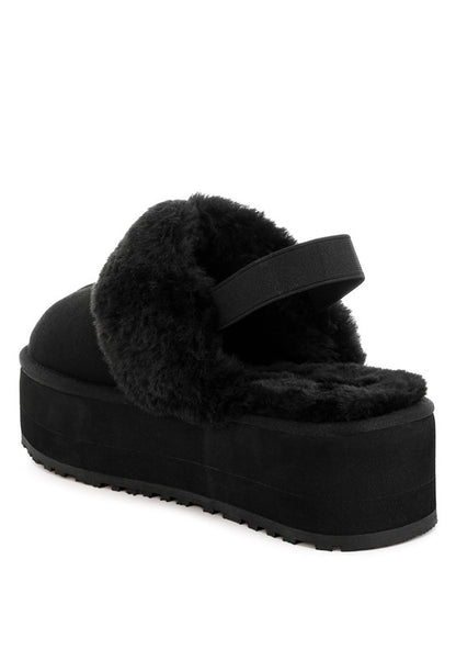 Kutchu Faux Fur Trim Platform Classic Slingback - Tigbul's Variety Fashion Shop