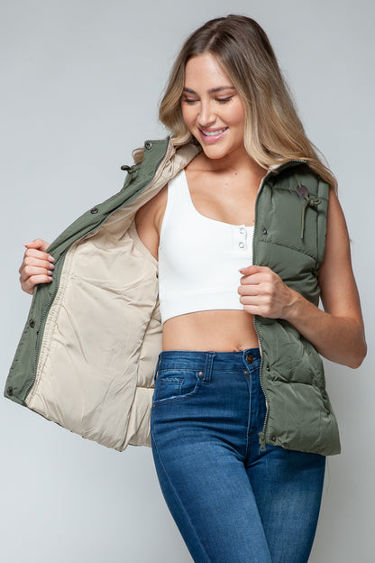 Snobbish Snap and Zip Closure Hooded Vest - Tigbul's Variety Fashion Shop