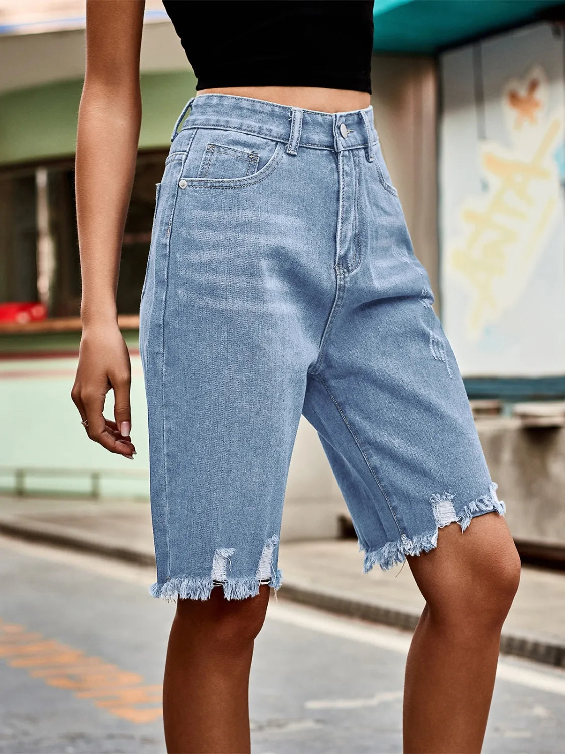 Raw Hem Denim Shorts - Tigbul's Variety Fashion Shop