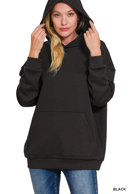 Zenana Oversized Scuba Hoodie with Kangaroo Pocket - Tigbul's Variety Fashion Shop