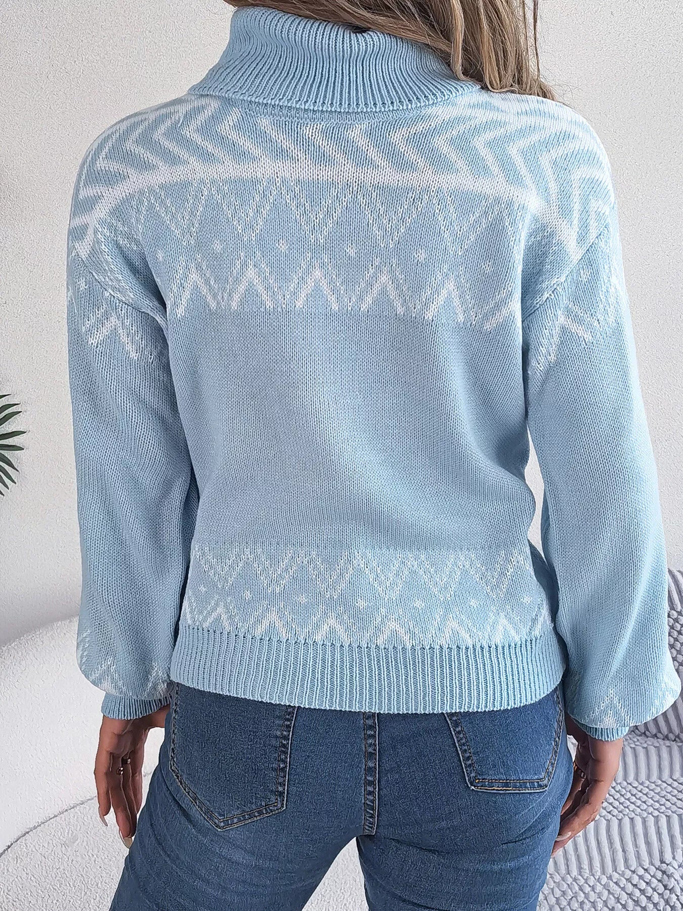 Turtleneck Dropped Shoulder Sweater - Tigbul's Variety Fashion Shop