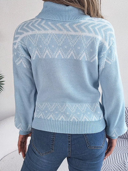Turtleneck Dropped Shoulder Sweater - Tigbul's Variety Fashion Shop
