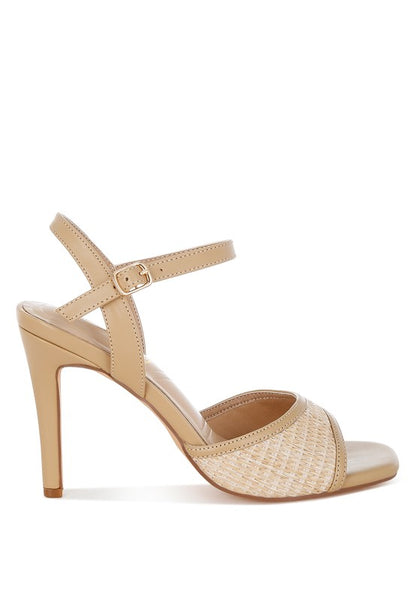 Vilasta Raffia Square Toe Stiletto Heels - Tigbul's Variety Fashion Shop