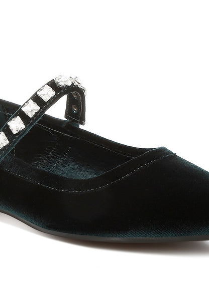 Aralia Velvet Mary Jane Ballerinas - Tigbul's Variety Fashion Shop