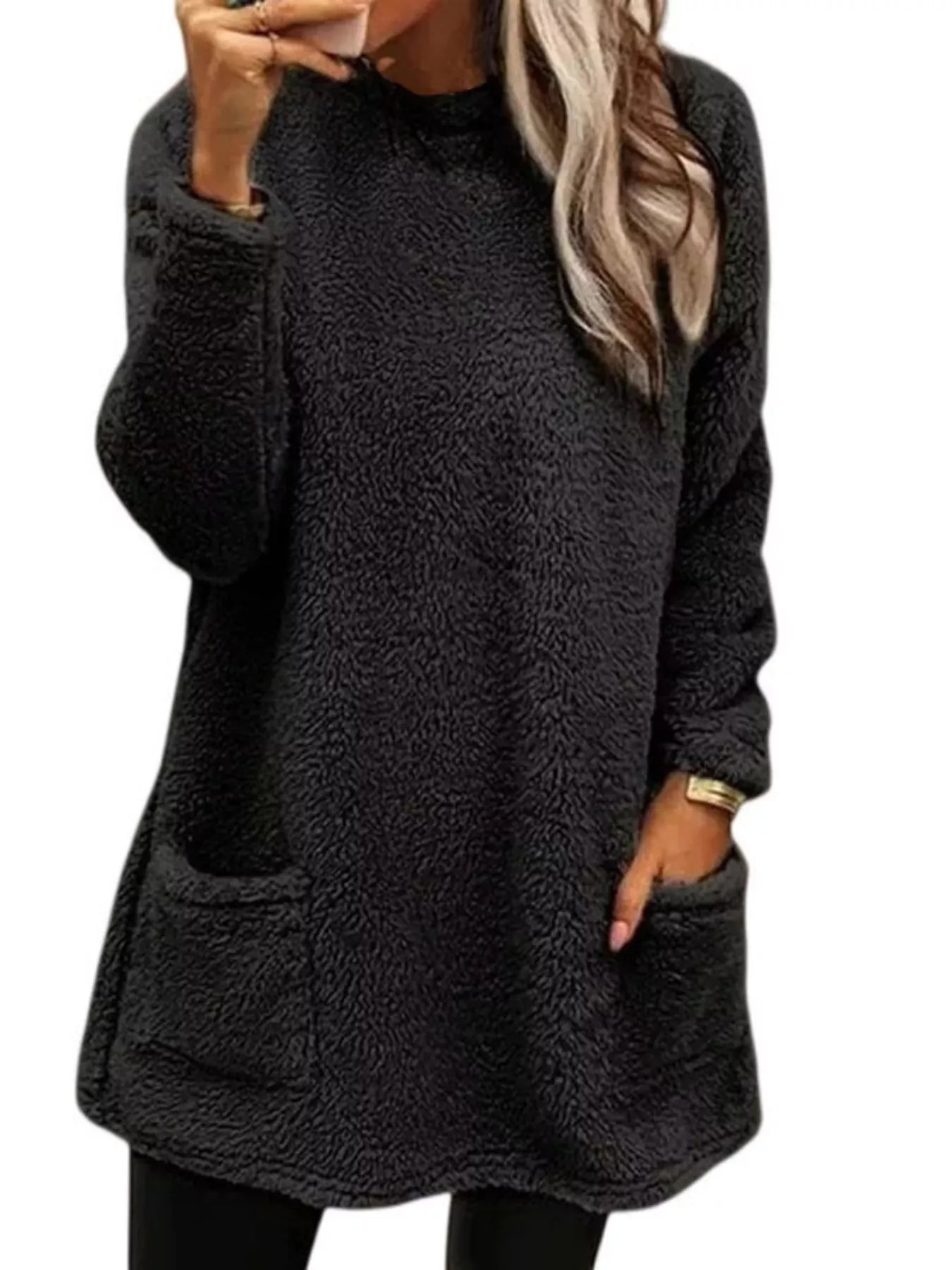 Fleece Long Sleeve Sweatshirt - Tigbul's Variety Fashion Shop