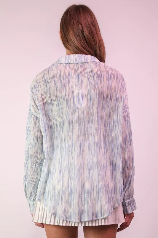 Plus Size Oversized Printed Button Up Shirt - Tigbul's Variety Fashion Shop
