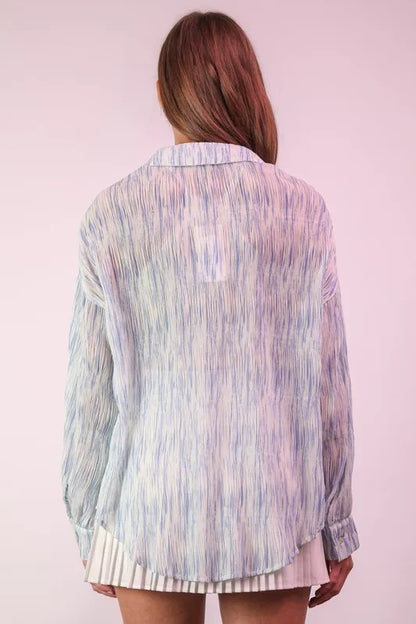 Plus Size Oversized Printed Button Up Shirt - Tigbul's Variety Fashion Shop