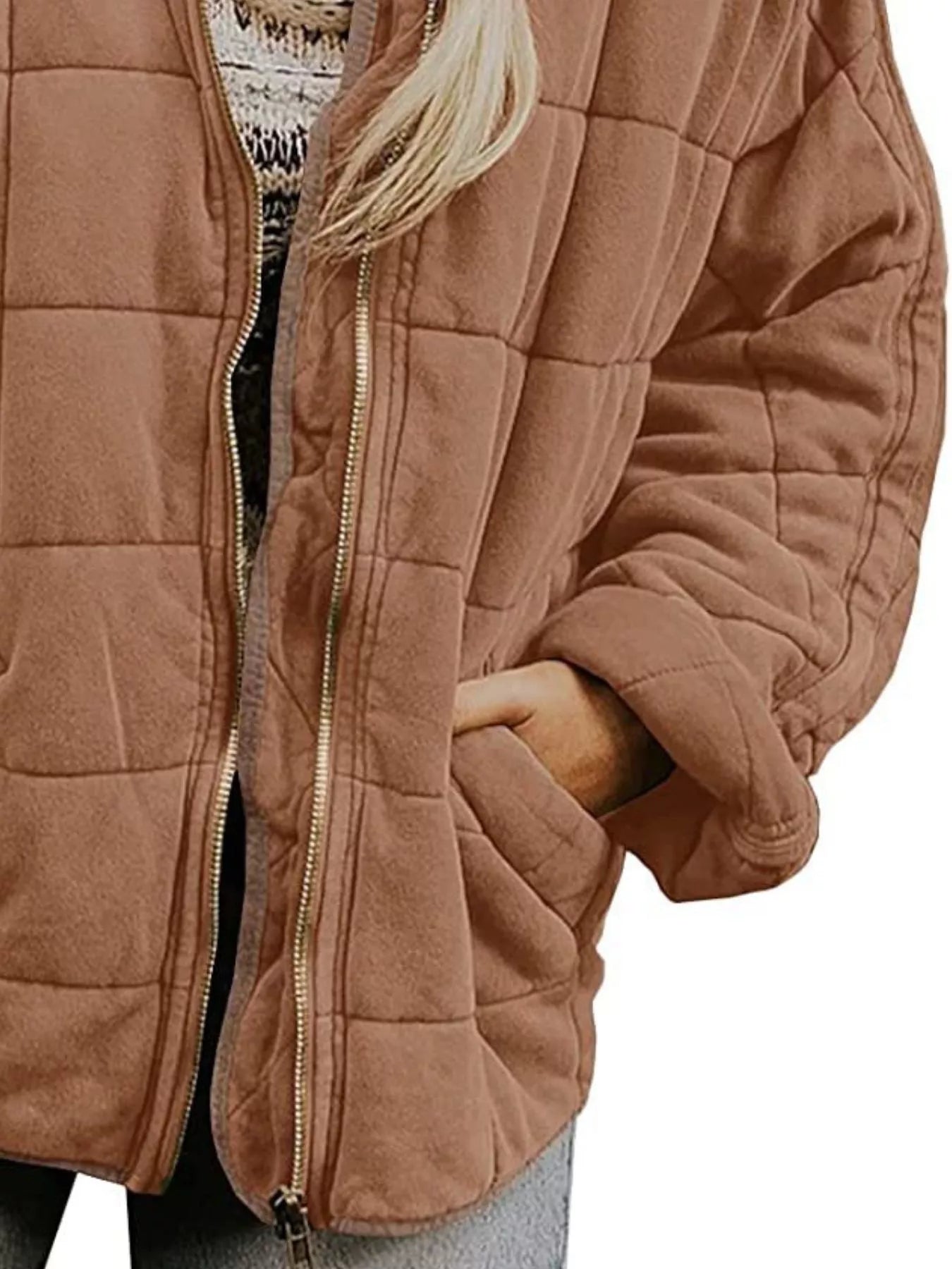 Quilted Zip Up Outerwear - Tigbul's Variety Fashion Shop