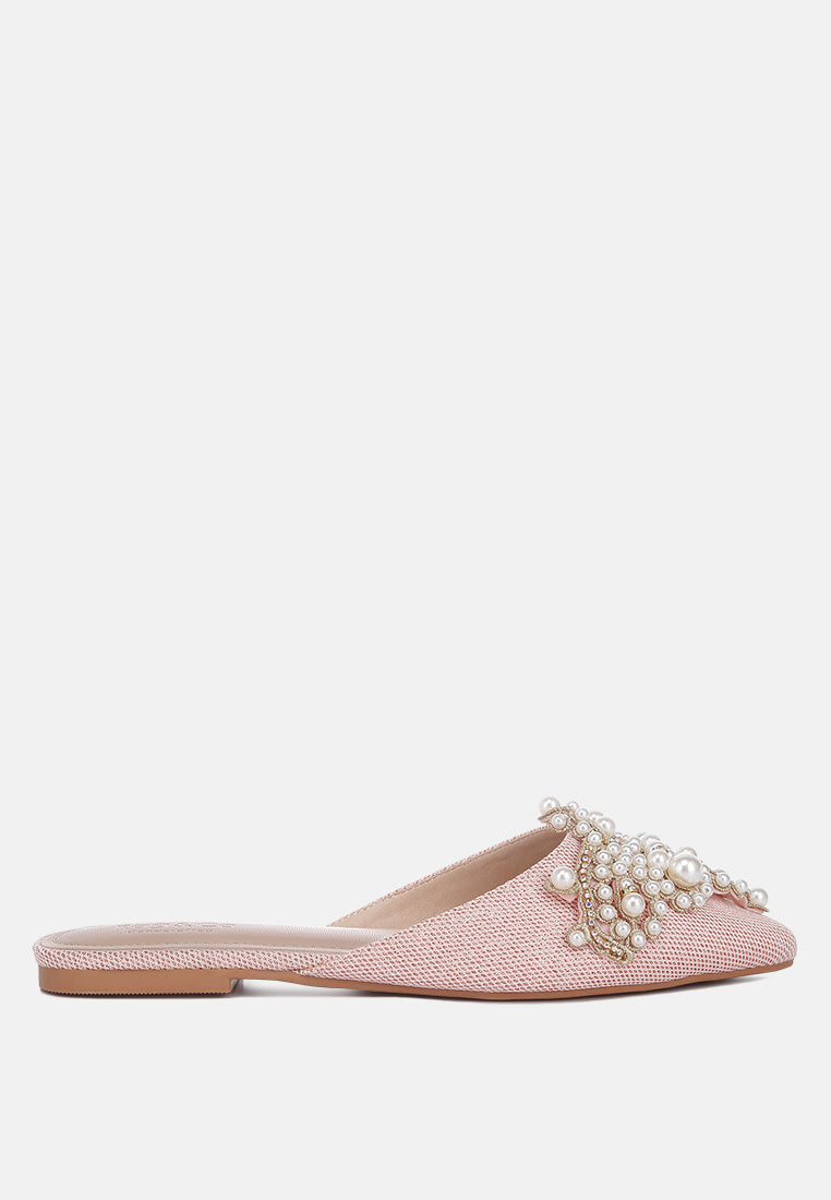 Astre Pearl Embellished Shimmer Mules - Tigbul's Variety Fashion Shop