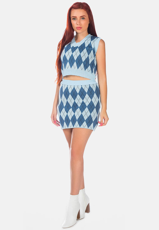 Argyle Checks Knitted Mini Skirt - Tigbul's Variety Fashion Shop