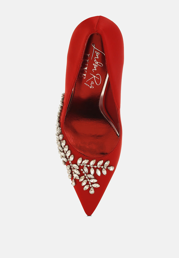 Ashlyn Rhinestones Embellished Satin Stiletto Pumps
