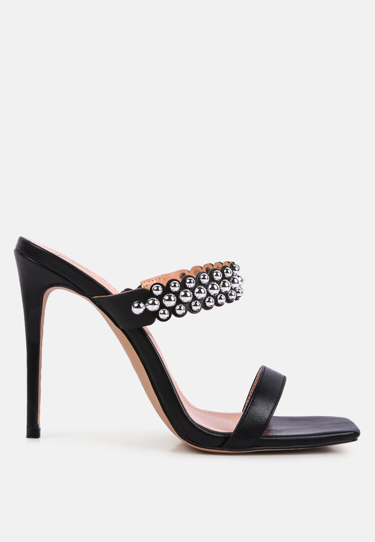 Bandy Stieletto Heel Metal Stud Sandals - Tigbul's Variety Fashion Shop