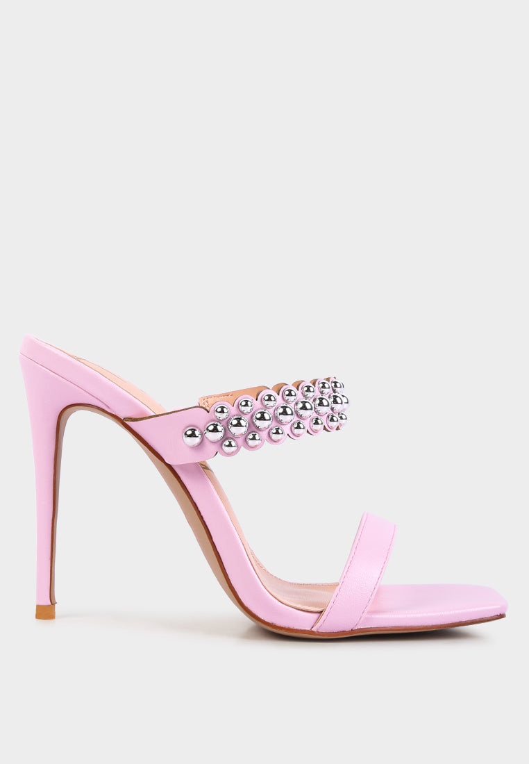 Bandy Stieletto Heel Metal Stud Sandals - Tigbul's Variety Fashion Shop