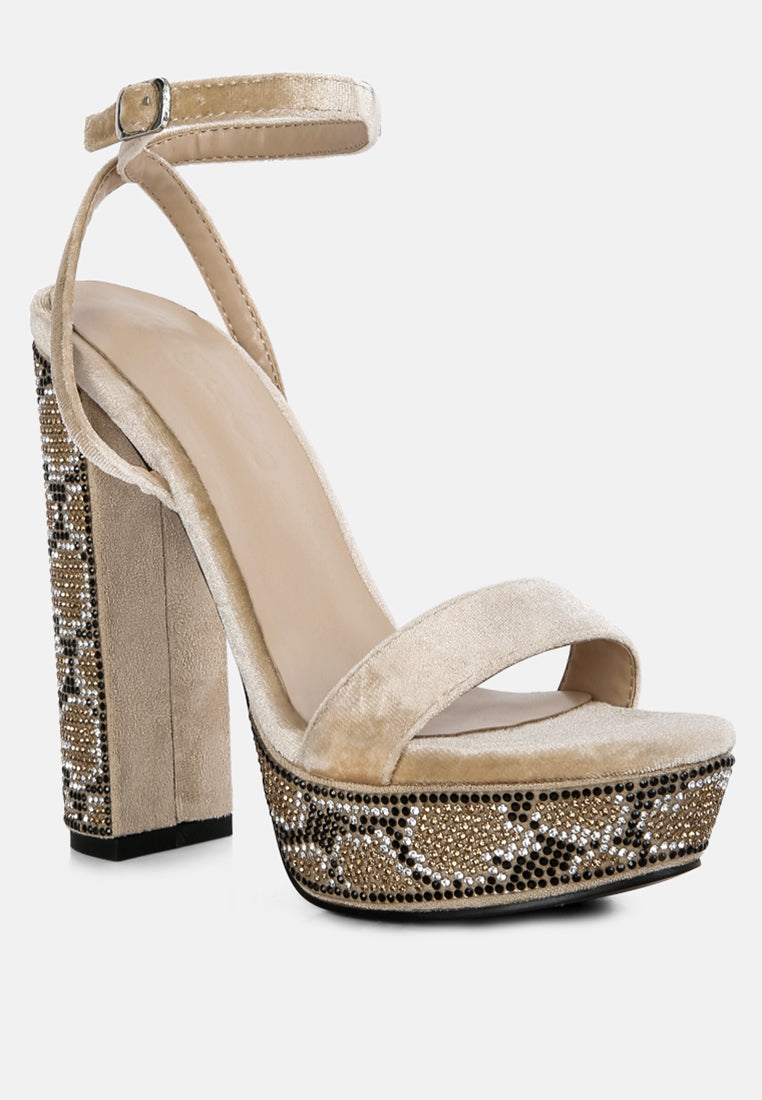 Zircon Rhinestone Patterned High Heel Sandals - Tigbul's Variety Fashion Shop