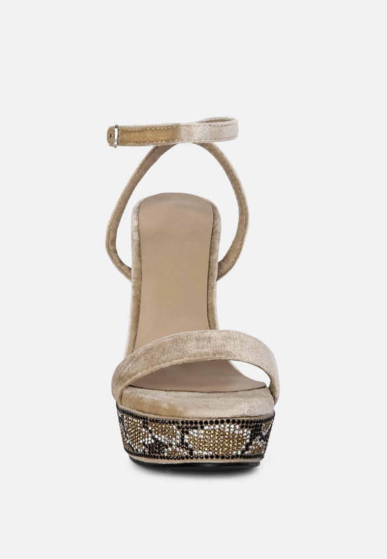 Zircon Rhinestone Patterned High Heel Sandals - Tigbul's Variety Fashion Shop