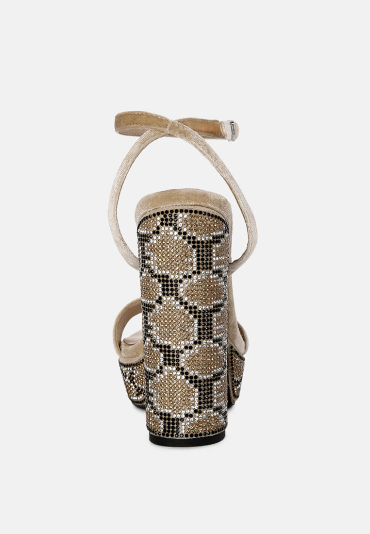 Zircon Rhinestone Patterned High Heel Sandals - Tigbul's Variety Fashion Shop