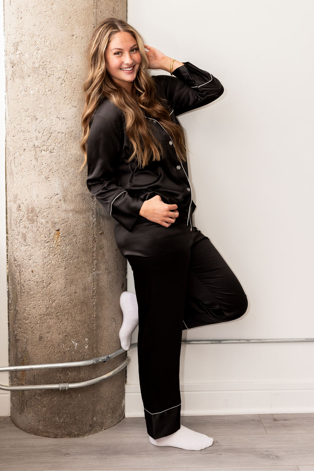 Black Satin Pajama Pants Set - Tigbul's Variety Fashion Shop