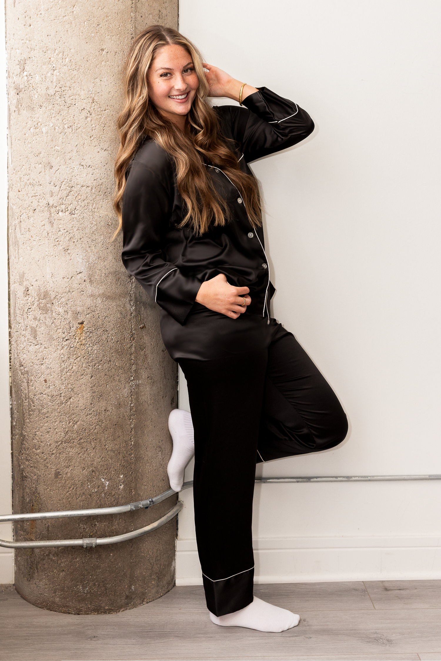 Black Satin Pajama Pants Set - Tigbul's Variety Fashion Shop