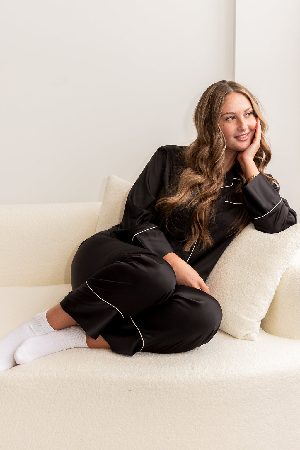 Black Satin Pajama Pants Set - Tigbul's Variety Fashion Shop